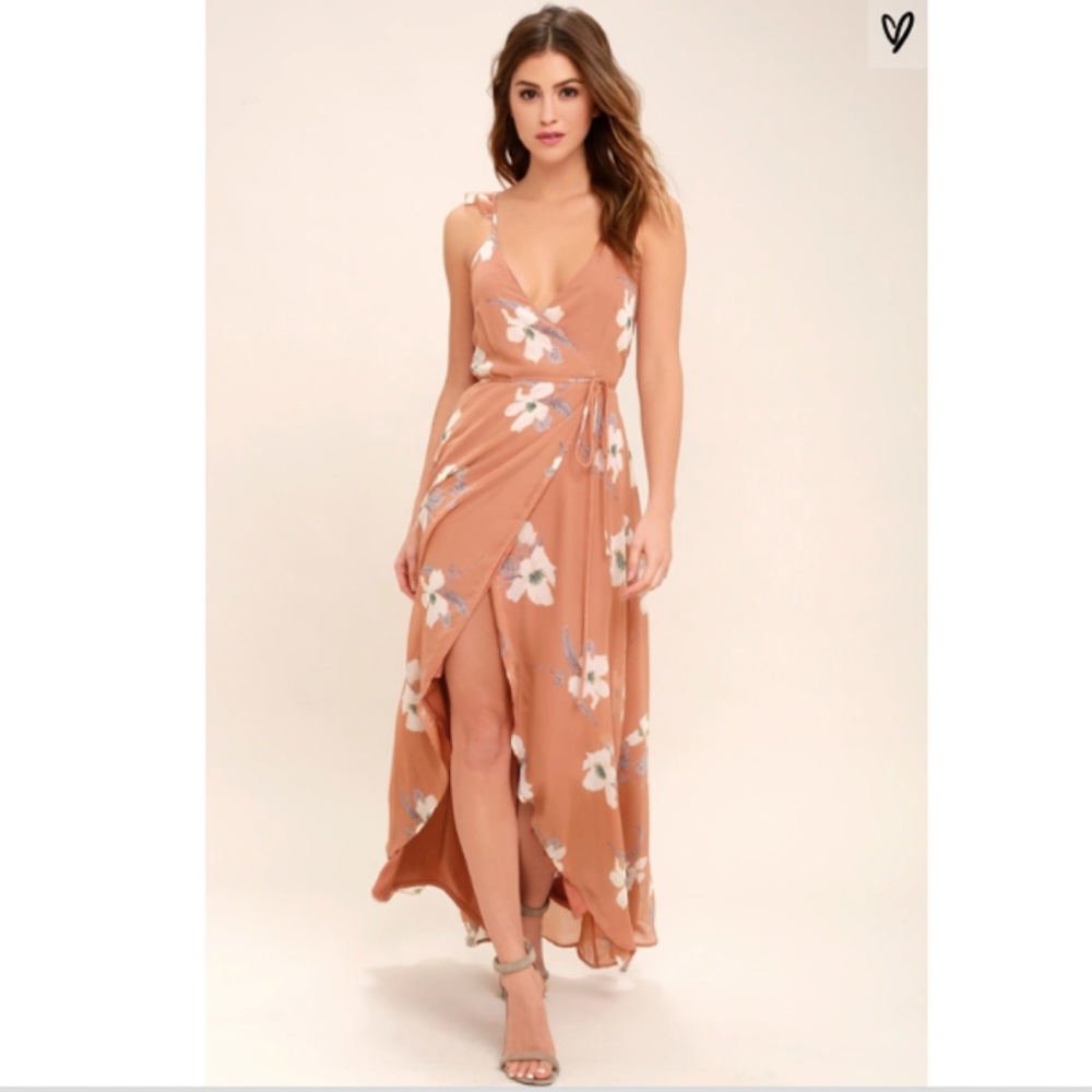 All Mine Rusty Rose Floral Wrap Dress Lulu's